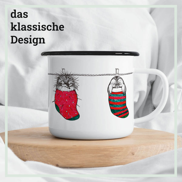 Emailletasse – Sockentiere