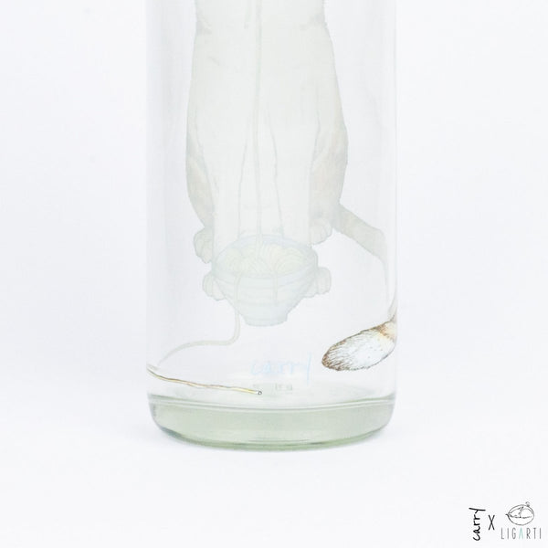 Trinkflasche Glas RAMEN CAT 0,7 l