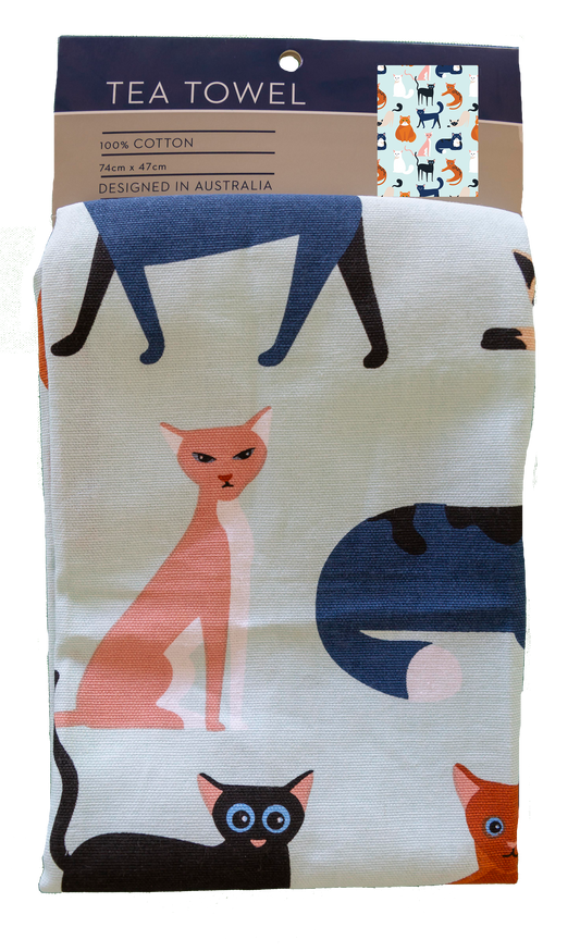 Geschirrtuch - Bunte Katzen 74x47cm
