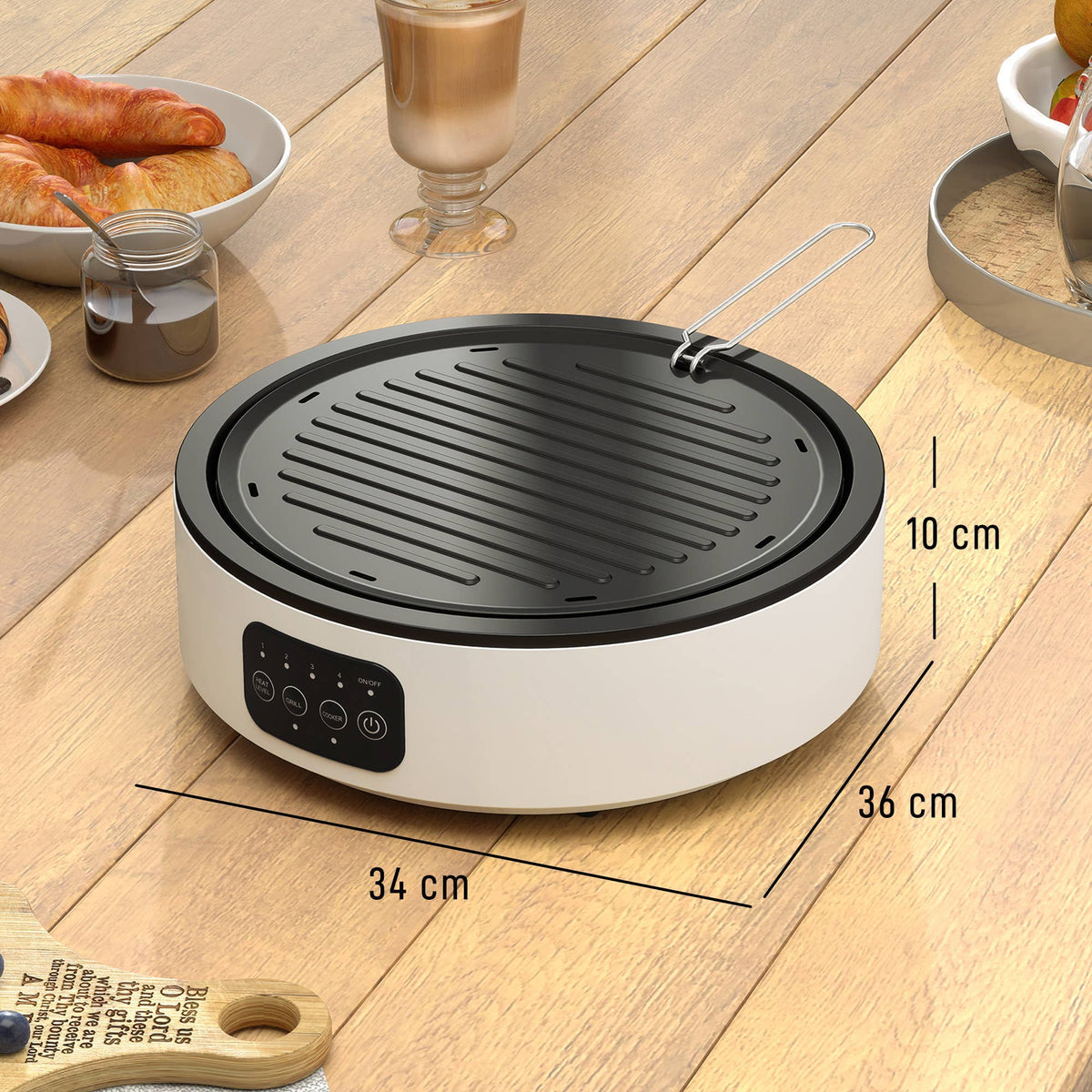 Dual-Keramikkochfeld-Tischgrill, 2-in-1 -Design, Weiß