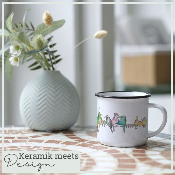 Keramiktasse – Vogelparade