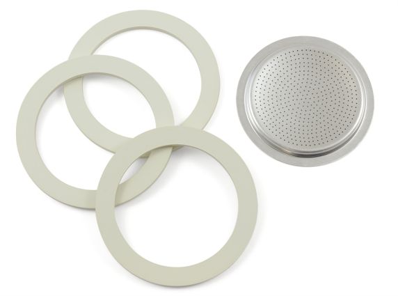 Bialetti 3 Dichtungen + 1 Filter für 9 Tassen Aluminiumkocher