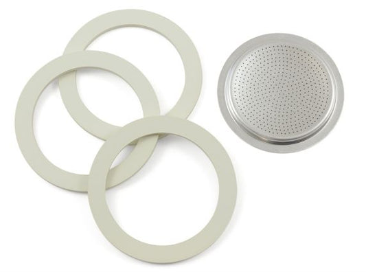 Bialetti 3 Dichtungen + 1 Filter für 1 Tassen Aluminiumkocher