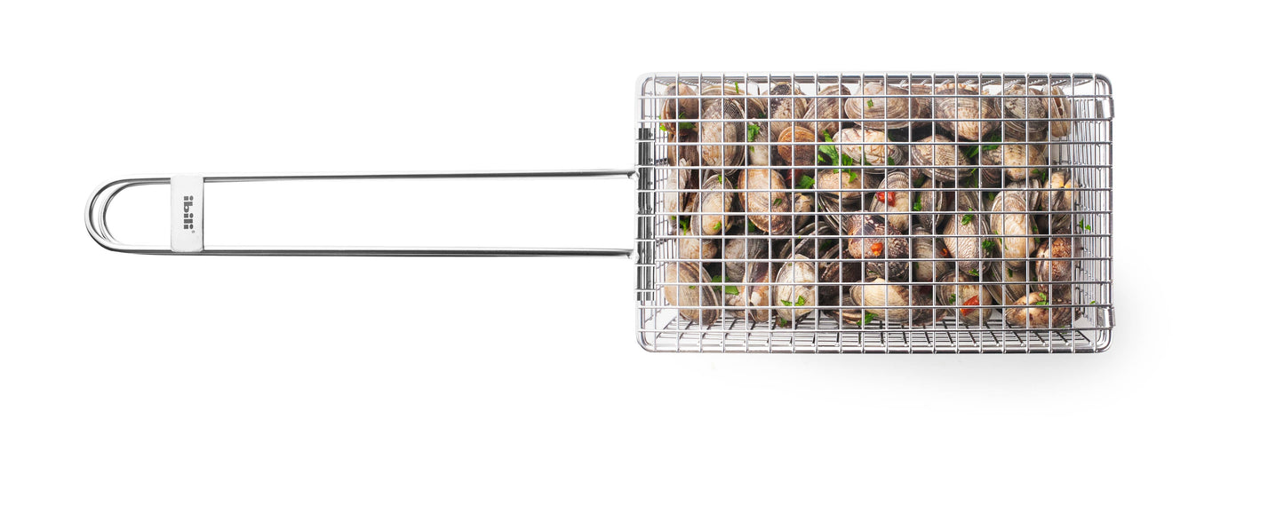 Grillkorb Edelstahl 13X49X8cm für Muscheln/Gemüse