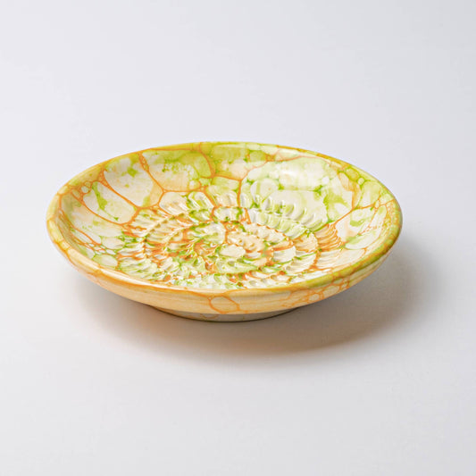 Keramikreibe "Früchte" 12cm für Knoblauch, Ingwer & Gewürze Pistaziengrün