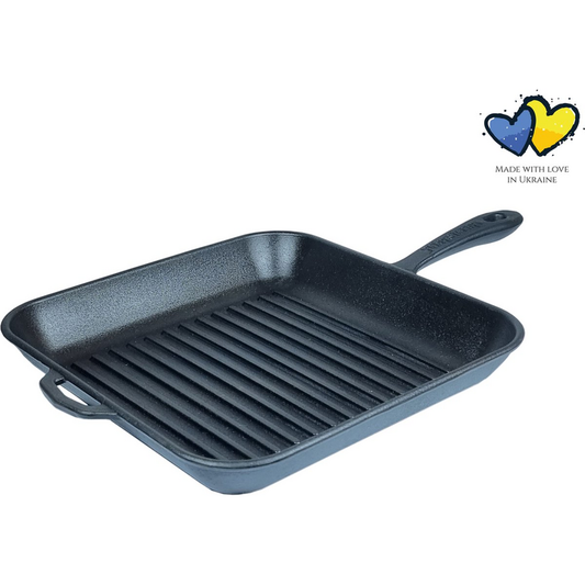 Grillpfanne mit Griff Gusseisen - 28 x 28 x 4 cm  Schwarz