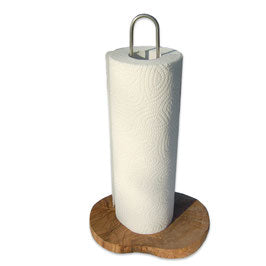 Küchenrollenhalter DESIGN mit Edelstahl Olivenholz