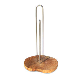 Küchenrollenhalter DESIGN mit Edelstahl Olivenholz
