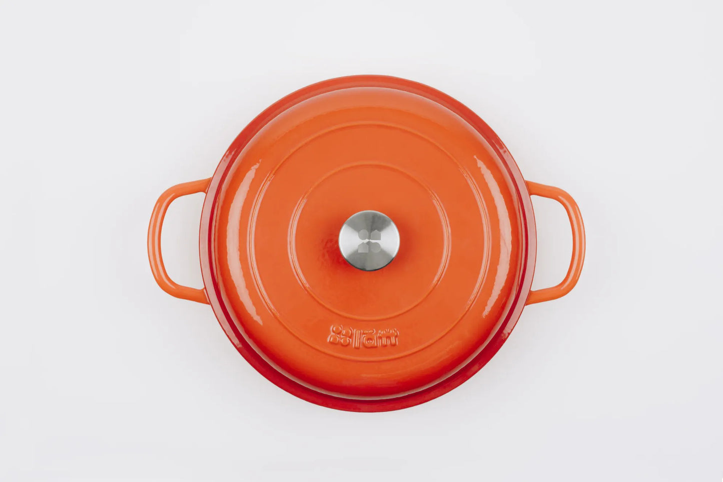 Bräter Gusseisen rund flach d. 30 Höhe 6 cm 3,2l. ofenrot