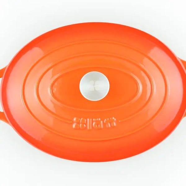 Bräter Gusseisen oval 33 x 11 cm 6 L in ofenrot