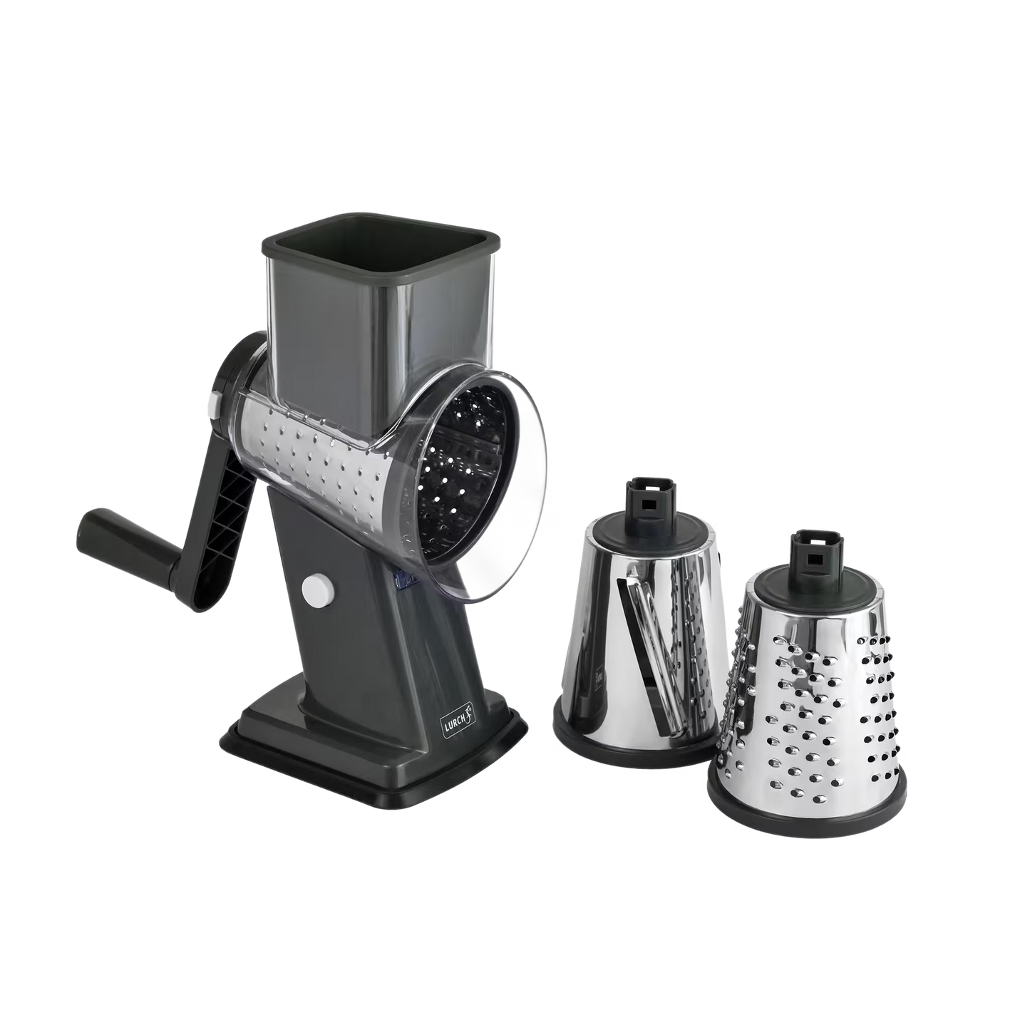 Standtrommelreibe Easy Prep iron grey (3 Reibetrommeln: Scheiben, fein, extra-fein)
