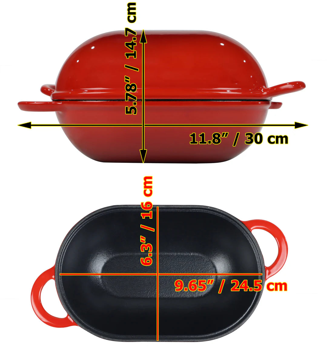 Brotbackform Gusseisen emailliert rot oval 30 cm