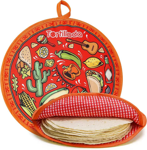 Tortilla Wärmer 30cm mikrowellengeeignet aus Baumwolle/Polyester rot