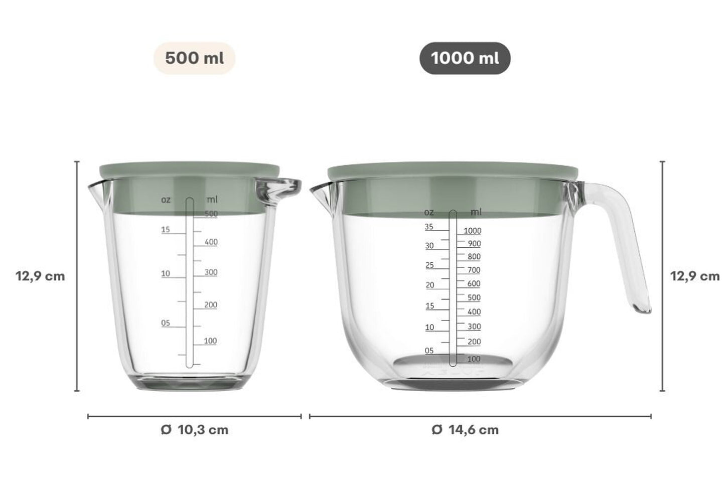 Messbecher Glas 1l mit Deckel Chef it