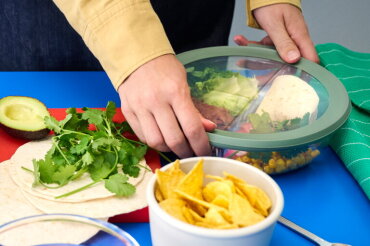 Glas-Bento Bowl 3-Fächer rund