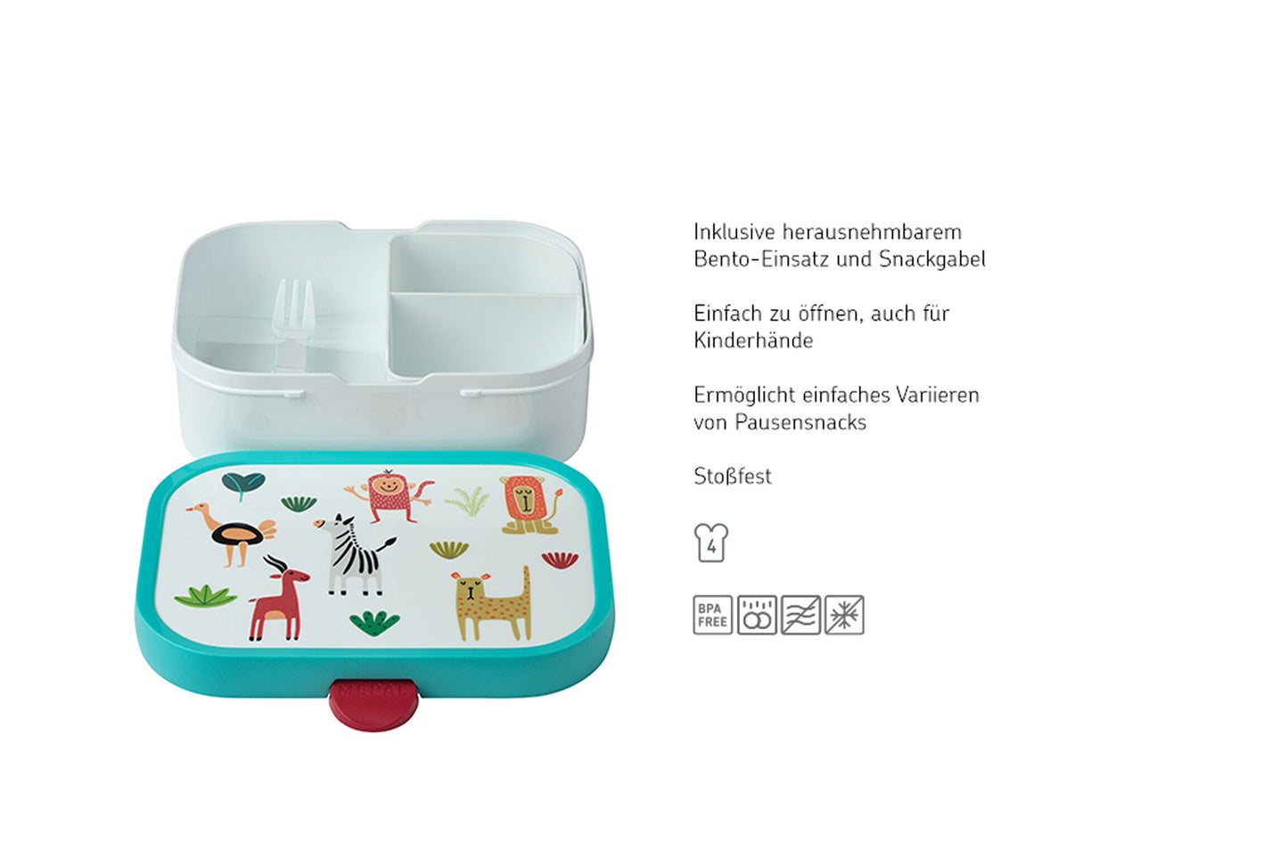 Campus Brotdose Animal Friends mit Bento-Einsatz und Gabel