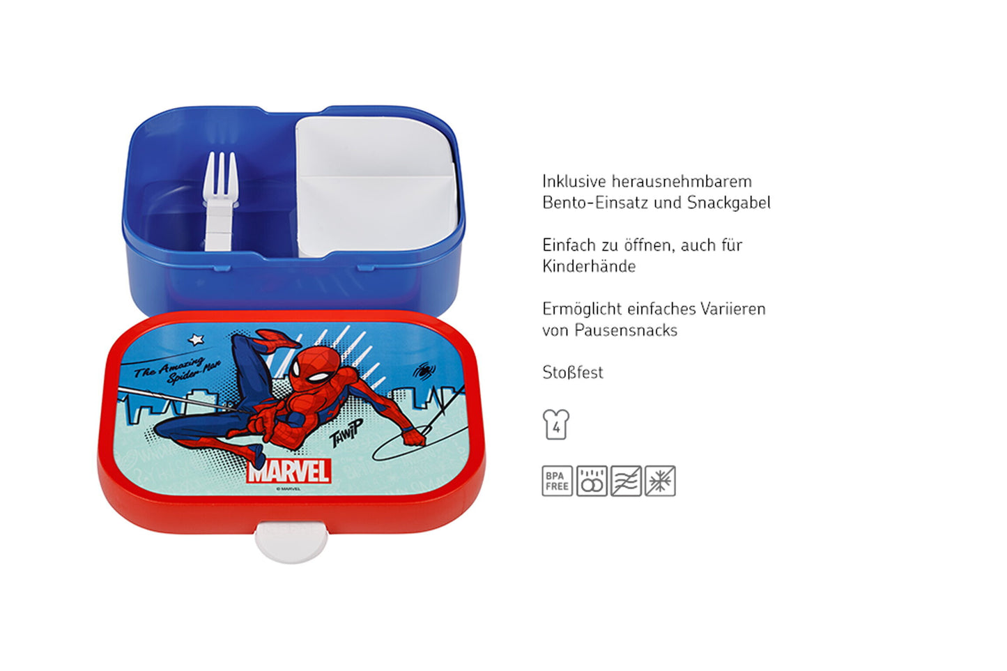 Campus Brotdose Spiderman mit Bento-Einsatz und Gabel