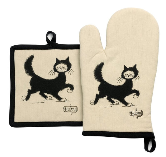 Ofenhandschuh + Topflappen Dubout Chat Balade Beige 18 x 28