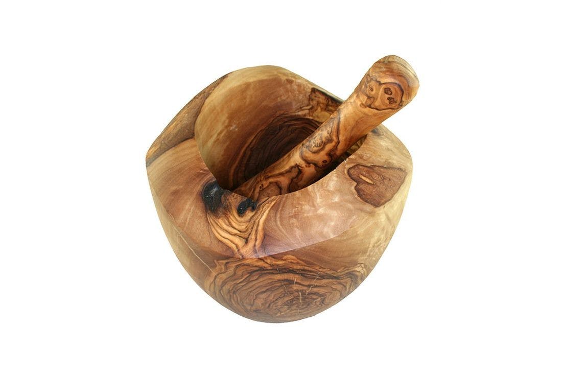 Mörser Rustikal mit Stößel, Ø 14 cm Olivenholz