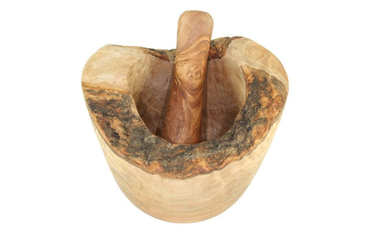 Mörser Rustikal mit Stößel, Ø 14 cm Olivenholz