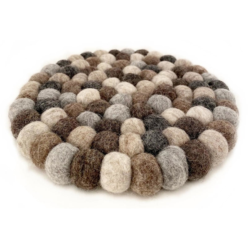 Topfuntersetzer 18 cm rund Filzkugel natur