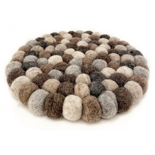 Topfuntersetzer 18 cm rund Filzkugel natur