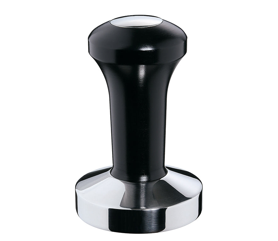 Tamper Espressodrücker Veneto Edelstahl poliert Griff schwarz lackiert