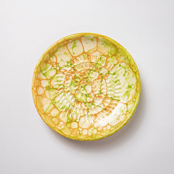 Keramikreibe "Früchte" 12cm für Knoblauch, Ingwer & Gewürze Pistaziengrün