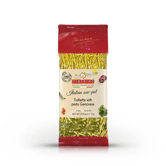 Trofiette mit Pesto Genovese, küchenfertige italienische Pasta One Pot