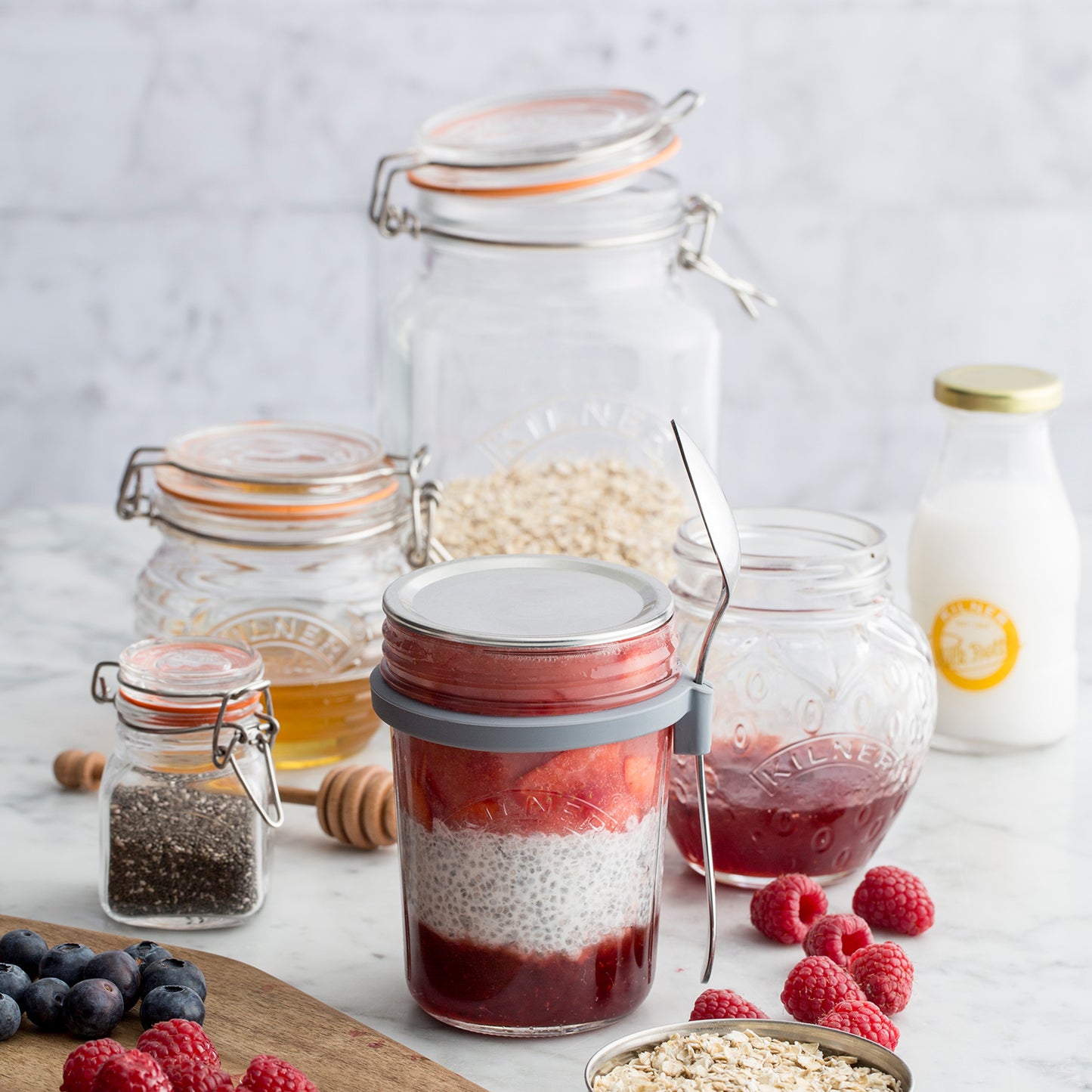 Frühstücksglas mit Löffel, 350 ml