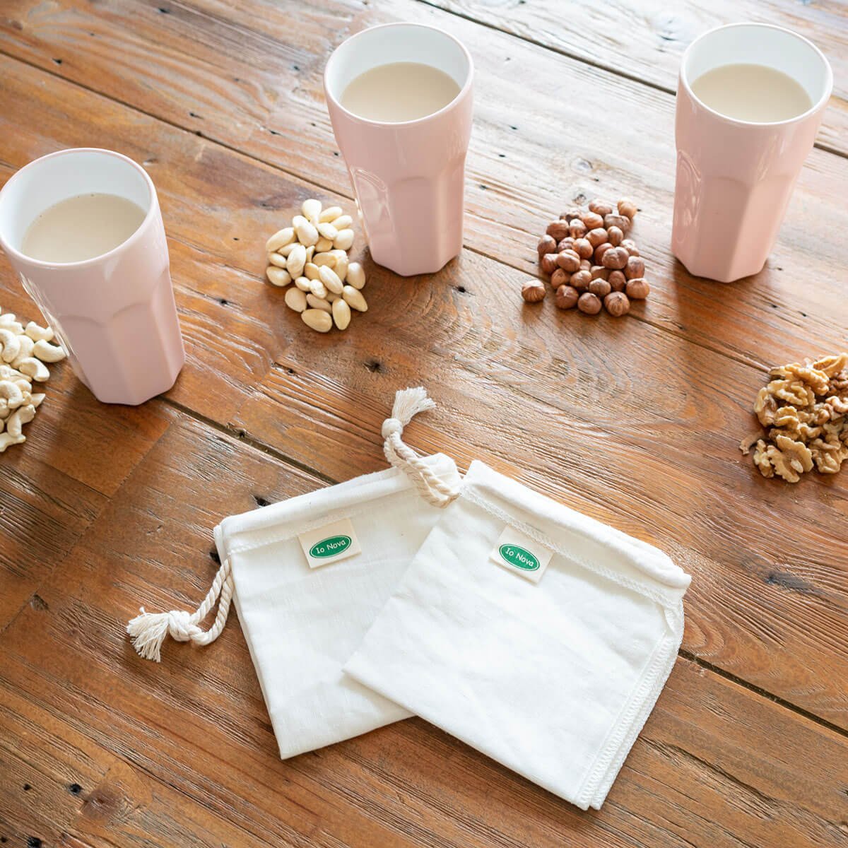 Nussmilchbeutel aus Hanf, 2er Set