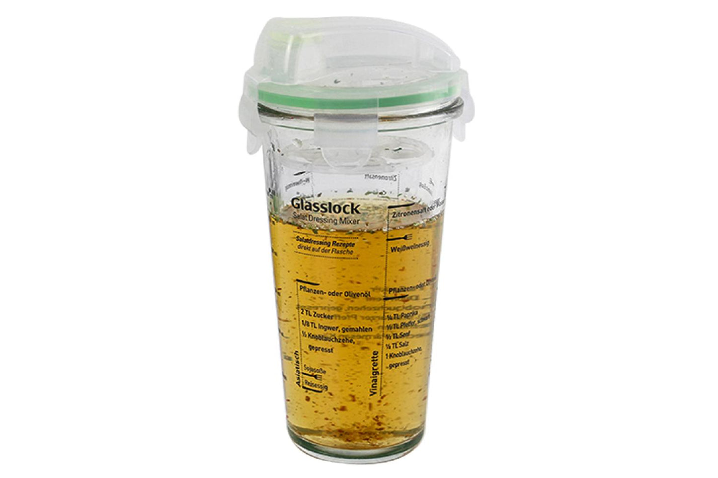 Dressingshaker aus Glas 450 ml, mit Rezepten