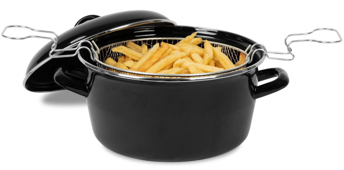 Fritteuse Frittier Topf - Emaille - ø 24 cm / 3 Liter