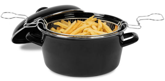 Fritteuse Frittier Topf - Emaille - ø 24 cm / 3 Liter