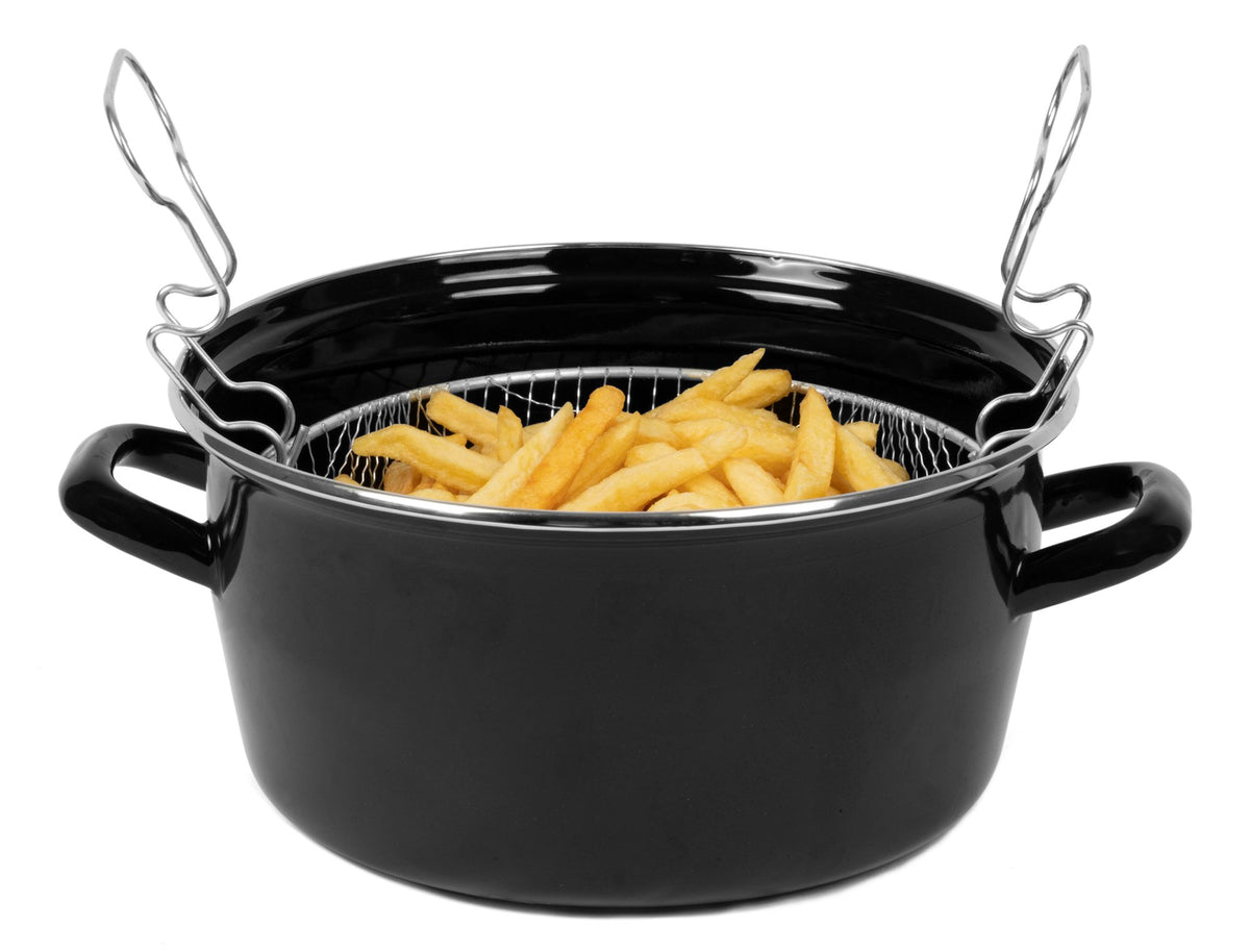 Fritteuse Frittier Topf - Emaille - ø 24 cm / 3 Liter