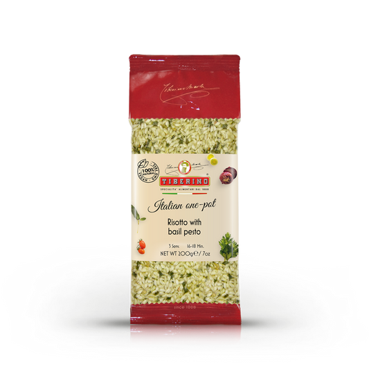 Risotto mit Basilikumpesto "Genovese", kochfertiges italienisches Risotto - One Pot