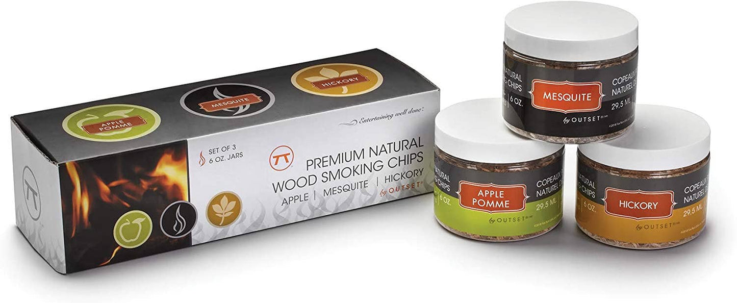 Outset  Holzspäne-Set Hickory, Mesquite und Apfel für Räucherpistole